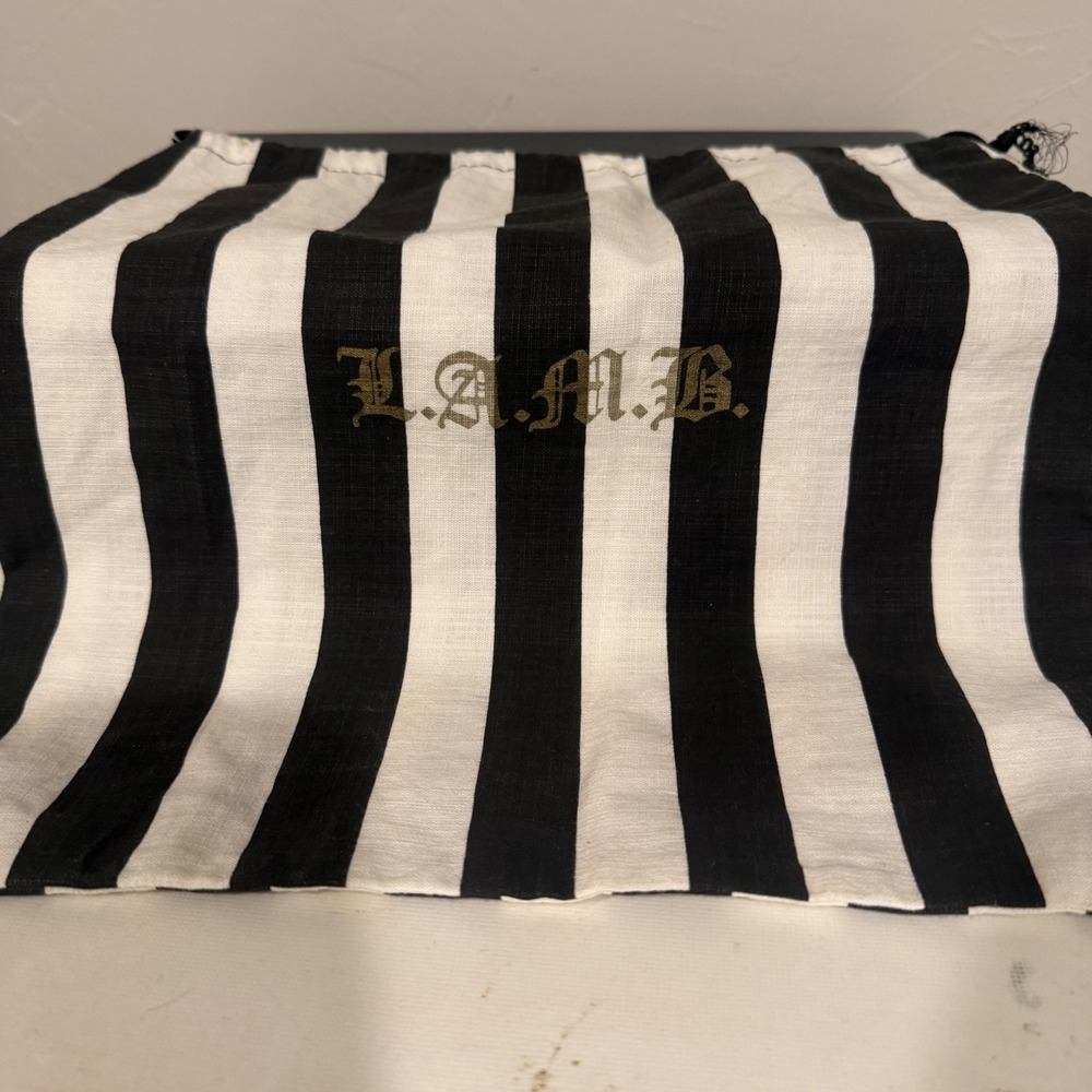 L.A.M.B. Dust Bag Womens OS Black White Excellent Striped Gold Logo Drawstring